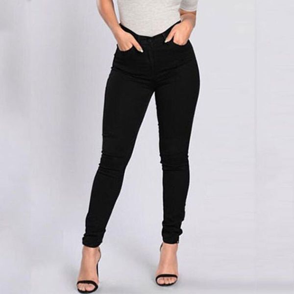fashion women high waist jeans casual fashion slim solid pockets long jeans denim skinny pants daily trousers#a3, Blue